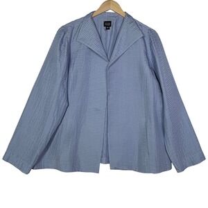 Eileen Fisher Womens Size Large Blue Silk Open Front Blazer Jacket Minimalist